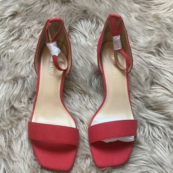 DREAM PAIRS Red Square Open Toe Low Block Chunky Heel Ankle Strap Pump Shoe - Picture 6 of 16
